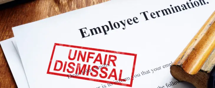 Unfair dismissal stamp on the Employee Termination.