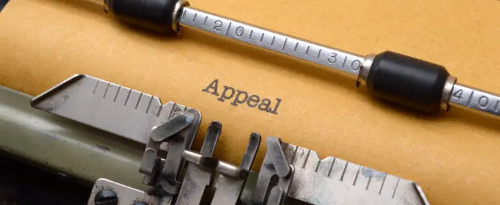 Close up of Appeal text on typewriter